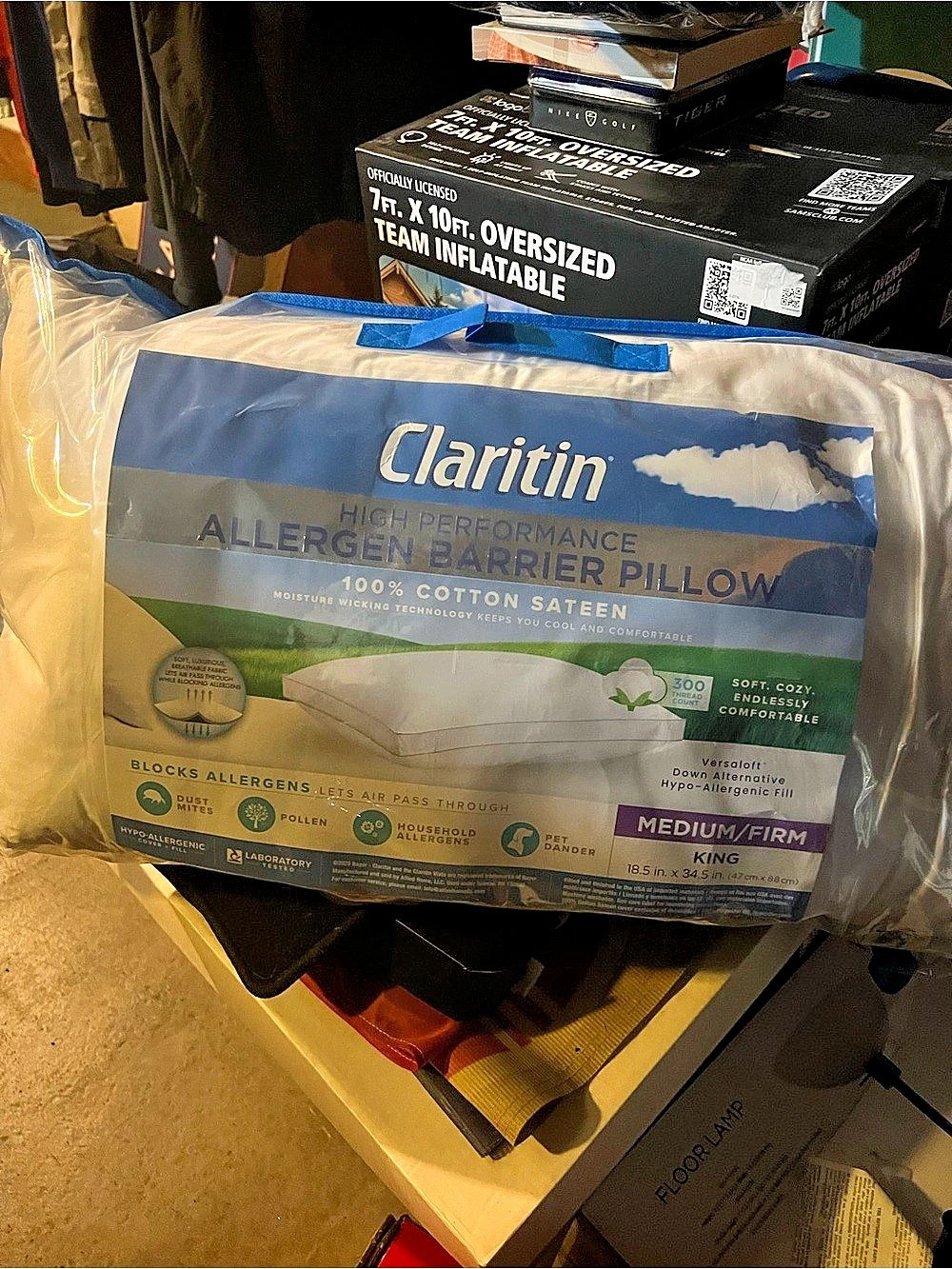 Claritin High Performance Allergen Barrier Pillow Medium/Firm King Cotton Pillow